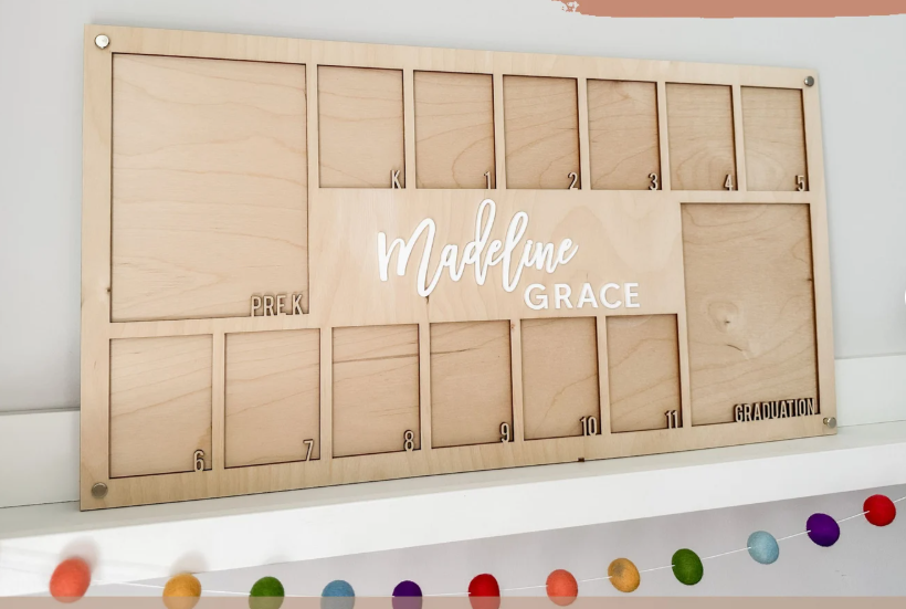Personalized PreK-12 School Years Wood Photo Frame | Graduation Memory Display with Custom Name