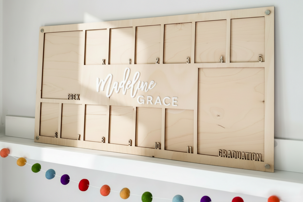 Personalized PreK-12 School Years Wood Photo Frame | Graduation Memory Display with Custom Name