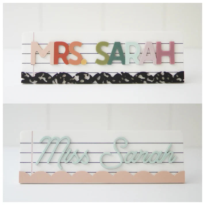 Personalized Teacher Name Sign – Paper Scallop Style