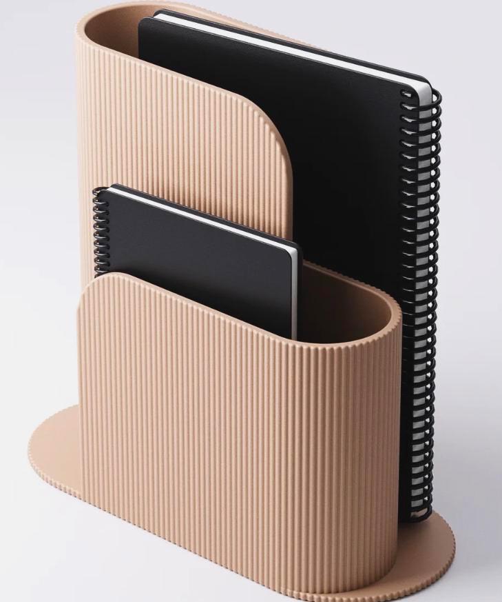 Modern Ribbed Notebook Stand |Multi-Slot Desk Organizer | Book Holder