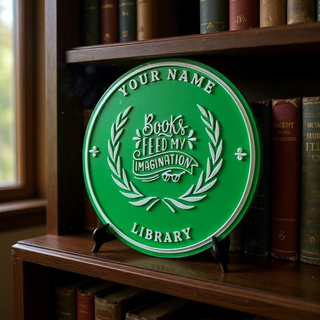 Personalized Library Sign for Book enthusiast – "Books Feed My Imagination" Bookish Decor
