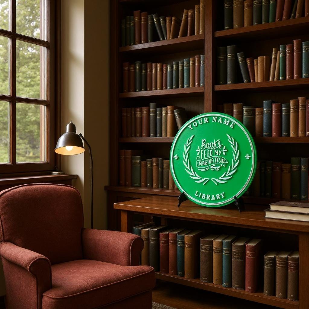 Personalized Library Sign for Book enthusiast – "Books Feed My Imagination" Bookish Decor