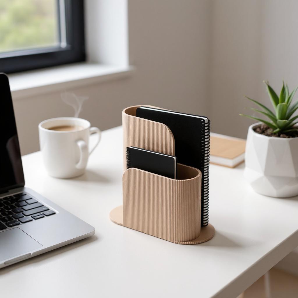 Modern Ribbed Notebook Stand |Multi-Slot Desk Organizer | Book Holder