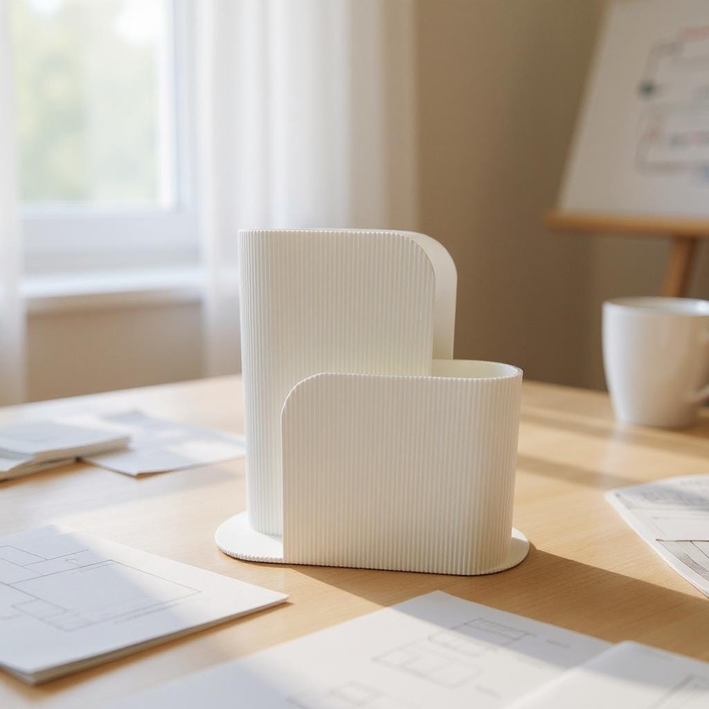 Modern Ribbed Notebook Stand |Multi-Slot Desk Organizer | Book Holder