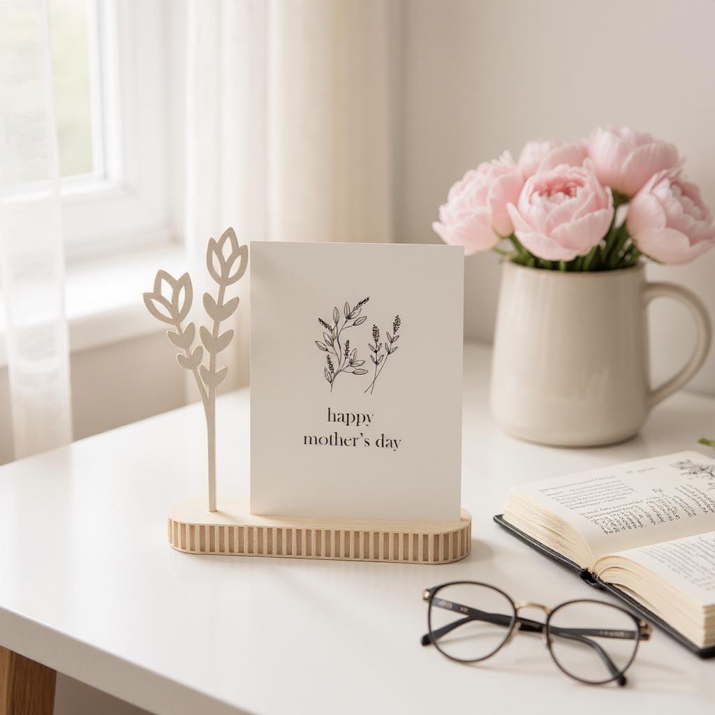 Minimalist Card Holder with Botanical Stems | Gift Card Organizer
