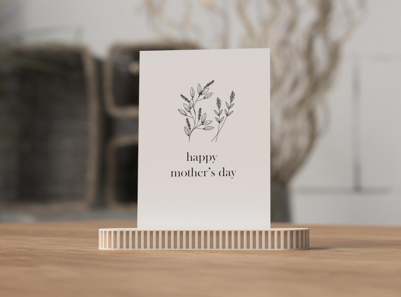 Minimalist Card Holder with Botanical Stems | Gift Card Organizer