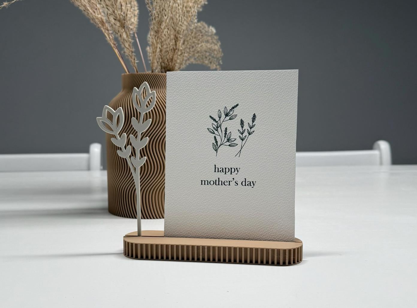 Minimalist Card Holder with Botanical Stems | Gift Card Organizer