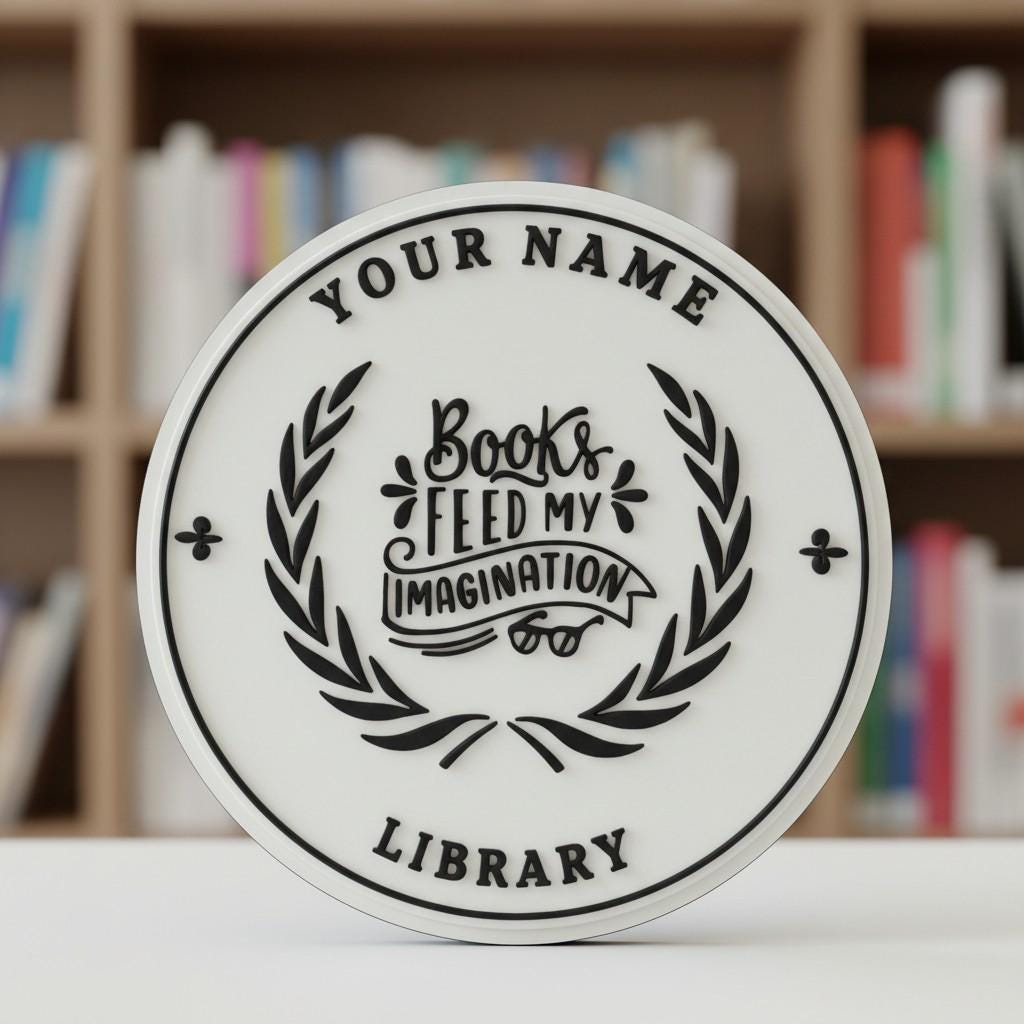 Personalized Library Sign for Book enthusiast – "Books Feed My Imagination" Bookish Decor