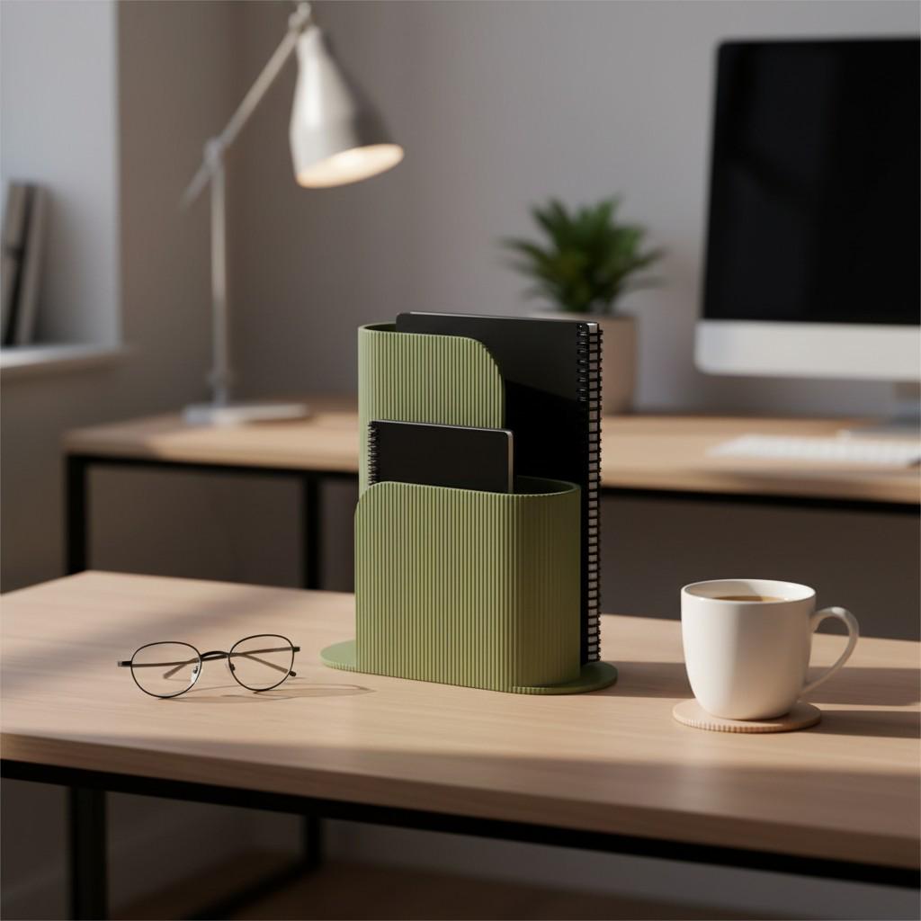 Modern Ribbed Notebook Stand |Multi-Slot Desk Organizer | Book Holder