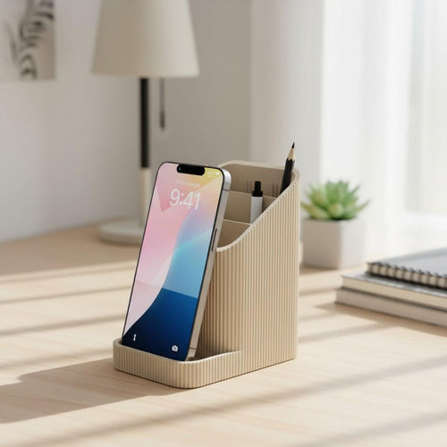Minimalist Desk Organizer | Phone Stand & Pen Holder | Modern Office Decor