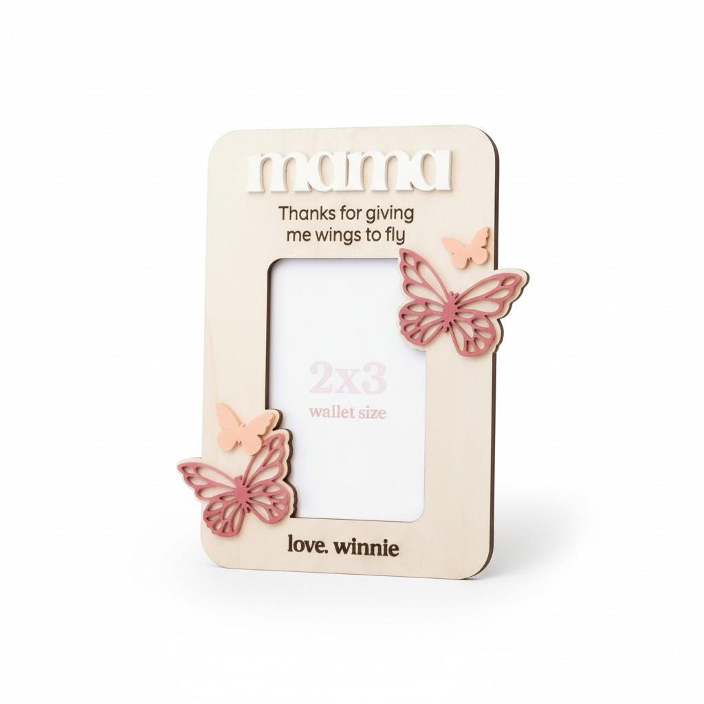 Butterfly Personalized Magnetic Fridge Photo Frame -  Mother's Day Gift, Custom Wood Photo Magnet