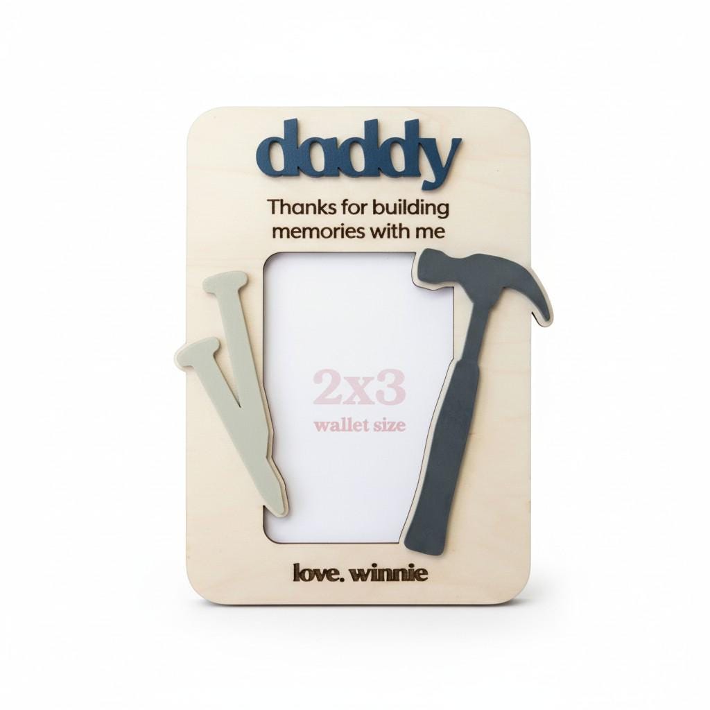 Personalized Hammer Fridge Frame –Father's/ Mother's Day Wood Magnet Gift