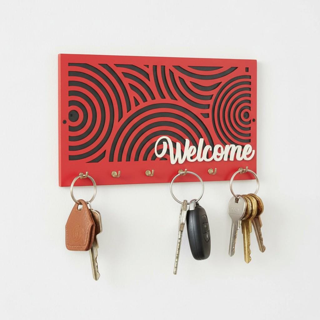 Personalized Wood Key Holder Wall Mount - Entryway Key Rack