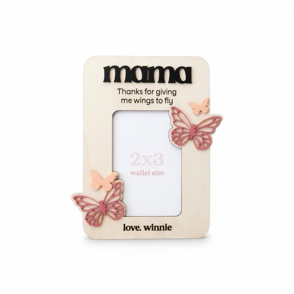 Butterfly Personalized Magnetic Fridge Photo Frame -  Mother's Day Gift, Custom Wood Photo Magnet