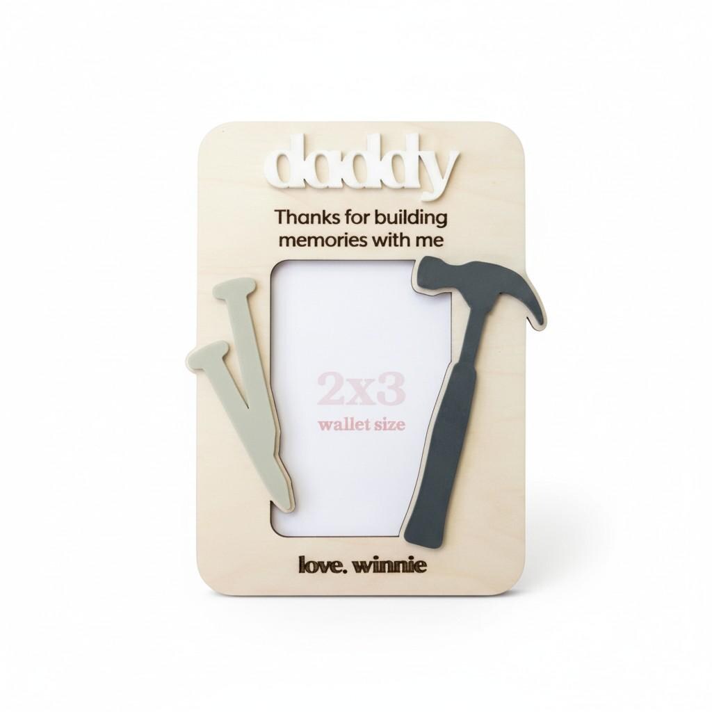 Personalized Hammer Fridge Frame –Father's/ Mother's Day Wood Magnet Gift