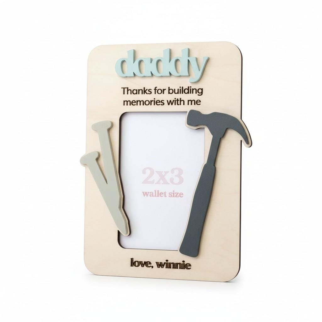 Personalized Hammer Fridge Frame –Father's/ Mother's Day Wood Magnet Gift