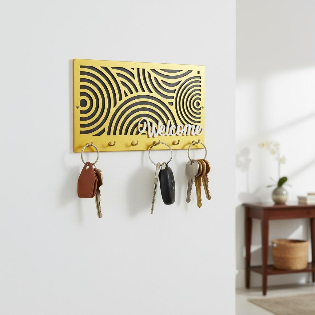 Personalized Wood Key Holder Wall Mount - Entryway Key Rack