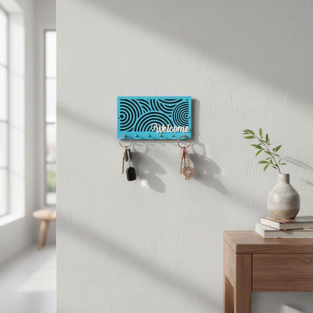 Personalized Wood Key Holder Wall Mount - Entryway Key Rack