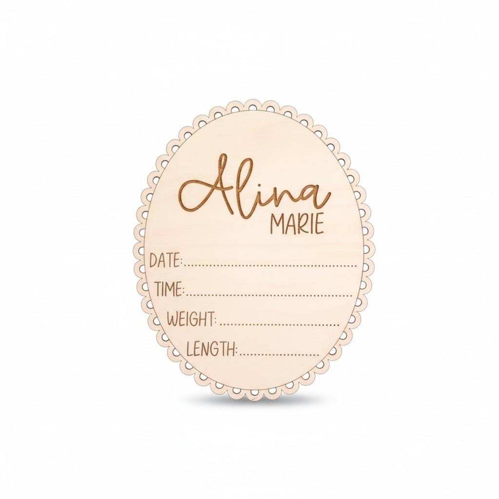 Personalized Baby Wooden Birth Stat Sign - Custom Newborn Announcement Keepsake