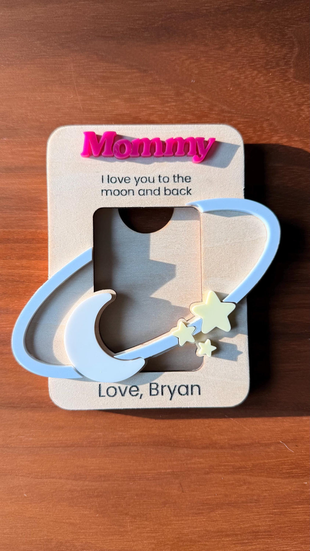 Personalized Space Fridge Frame –Father's/ Mother's Day Wood Magnet Gift