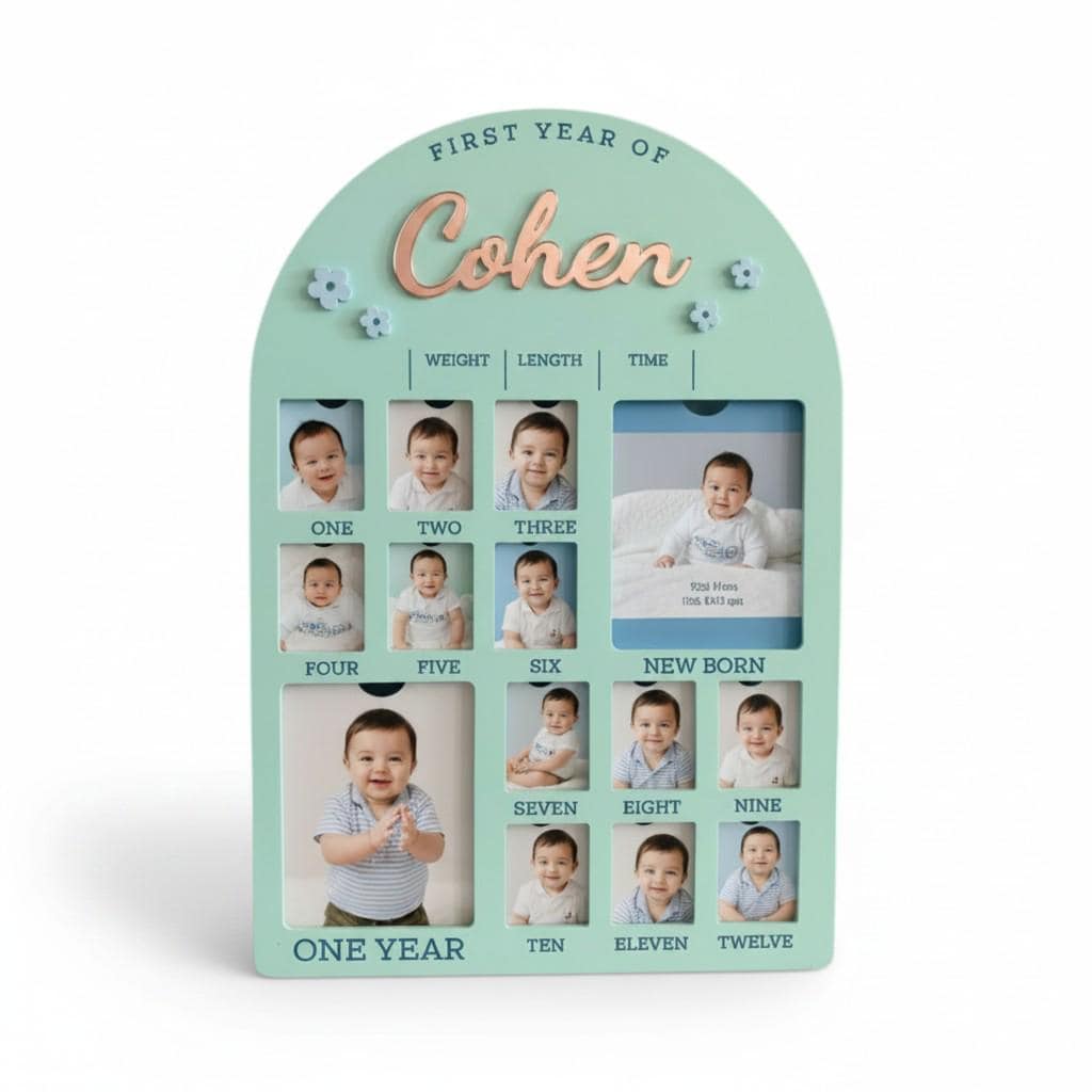 First Year Baby Photo Acrylic Frame - 12 Month Memory Display 12" x 16"