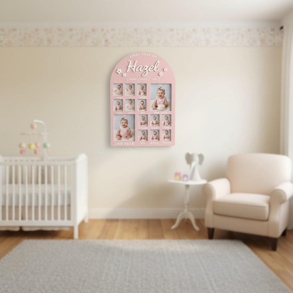 First Year Baby Photo Acrylic Frame - 12 Month Memory Display 12" x 16"