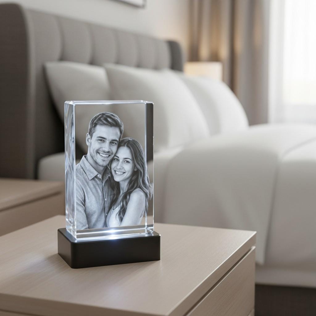 Custom 3D Crystal Photo Portrait Keepsake | Personalized K9 Engraved Keepsake (50x50x80mm)