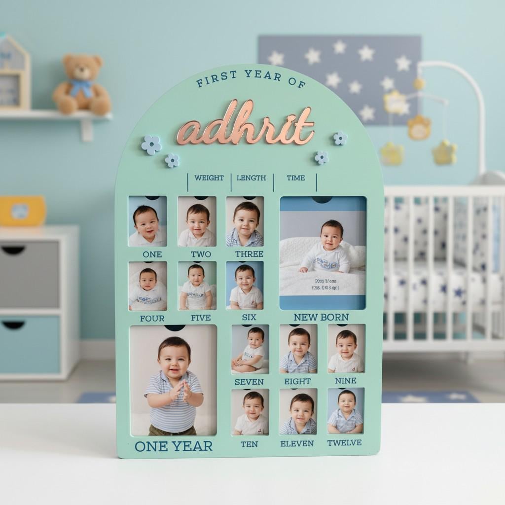 First Year Baby Photo Acrylic Frame - 12 Month Memory Display 12" x 16"