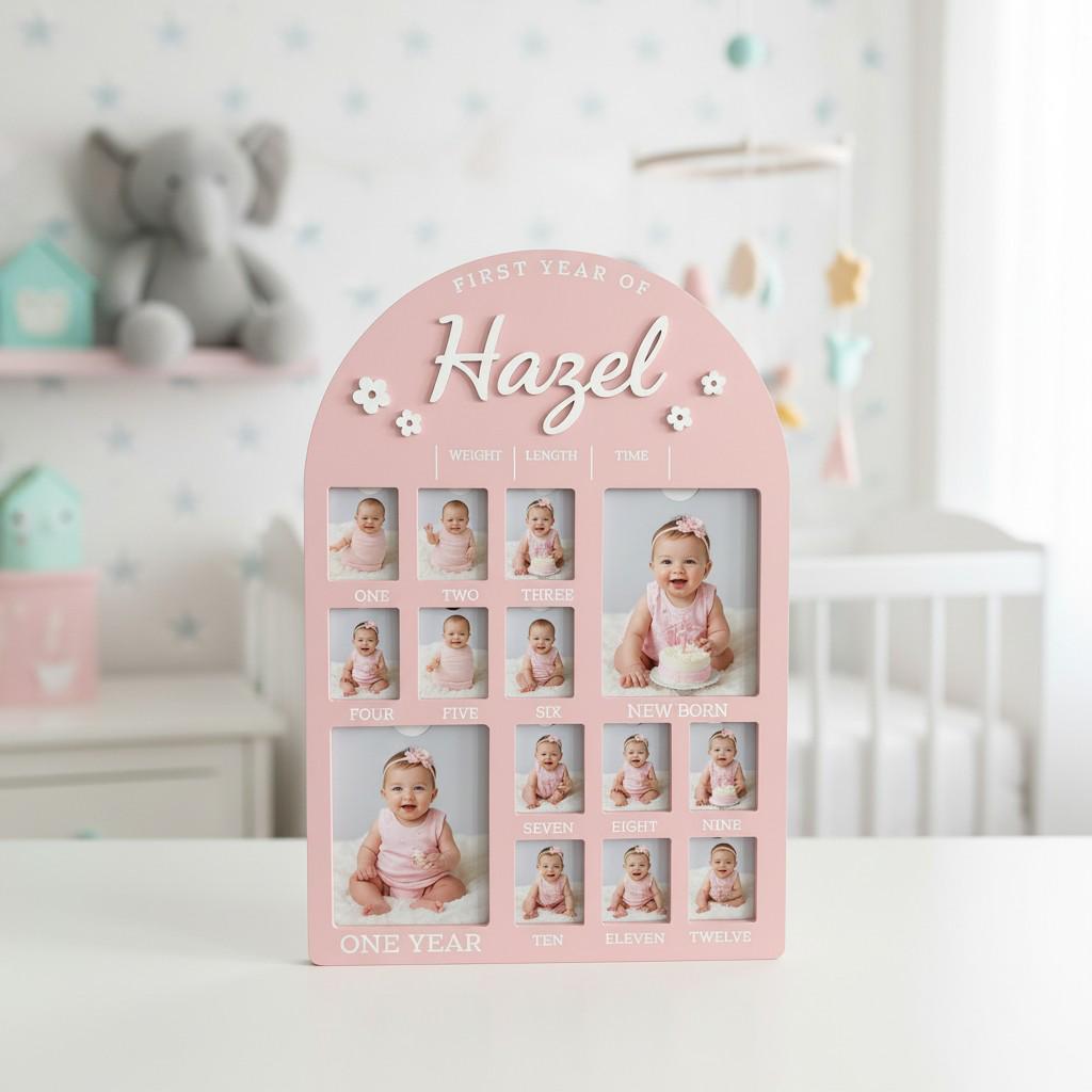 First Year Baby Photo Acrylic Frame - 12 Month Memory Display 12" x 16"