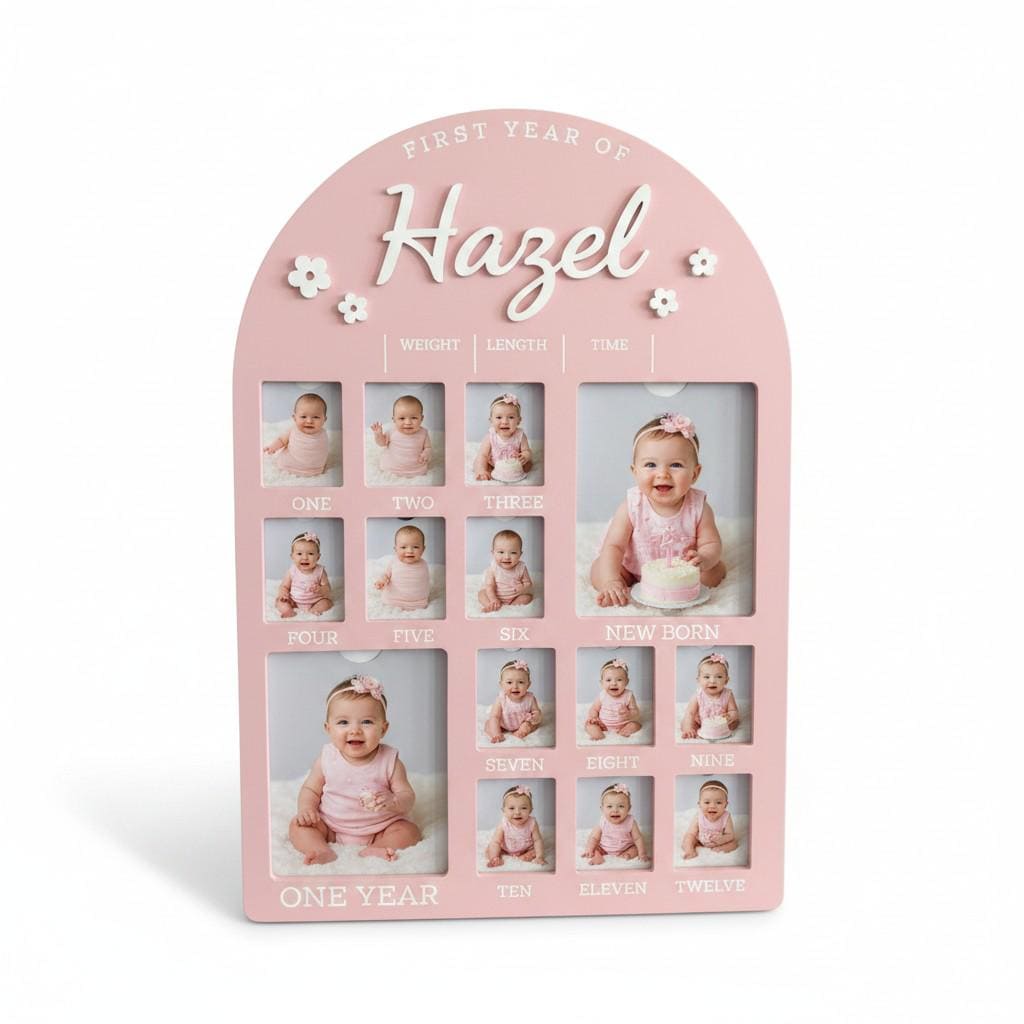 First Year Baby Photo Acrylic Frame - 12 Month Memory Display 12" x 16"