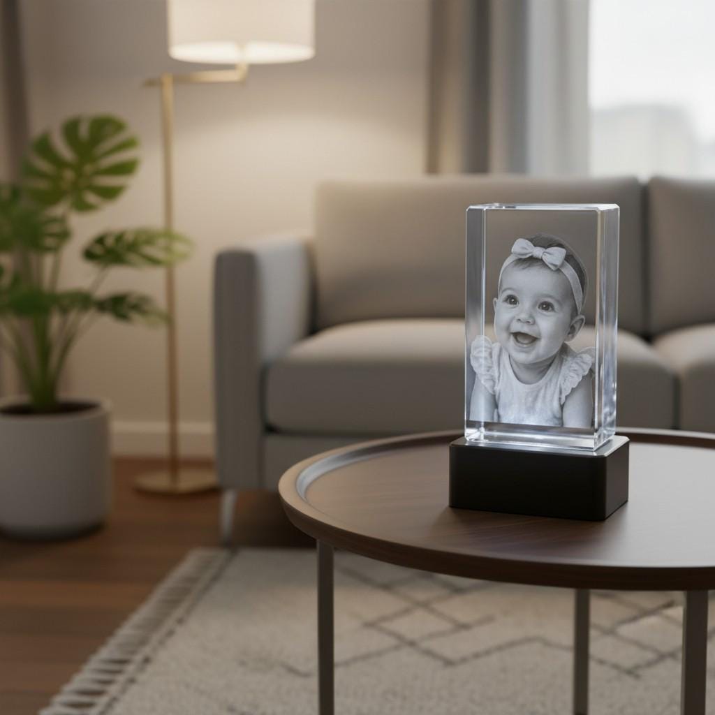 Custom 3D Crystal Photo Portrait Keepsake | Personalized K9 Engraved Keepsake (50x50x80mm)