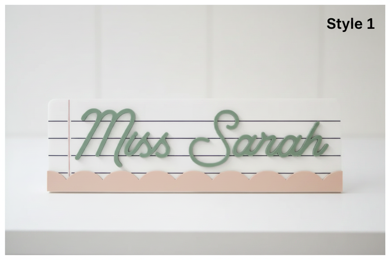 Teacher Name Sign - Style 2 Cursive Script